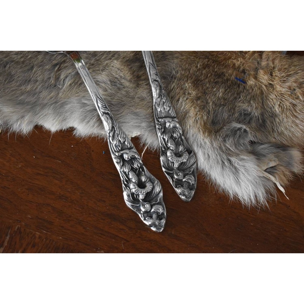 Crown William Adam Towle WA Italy Salad Spoon Fork Set ornate handle - Picture 3 of 6